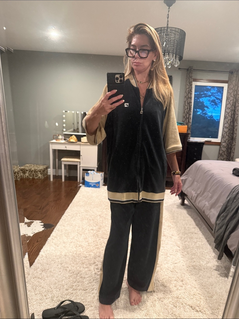Fila Relaxed Two-Tone Black & Beige Lounge Pants Set size XL